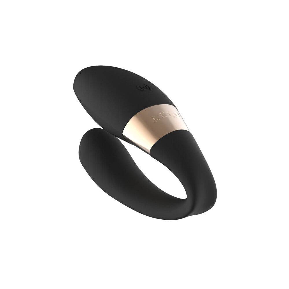 Lelo Tiani Duo Harmony massage device for couples in sleek black design, showcasing its ergonomic shape and luxurious finish.
