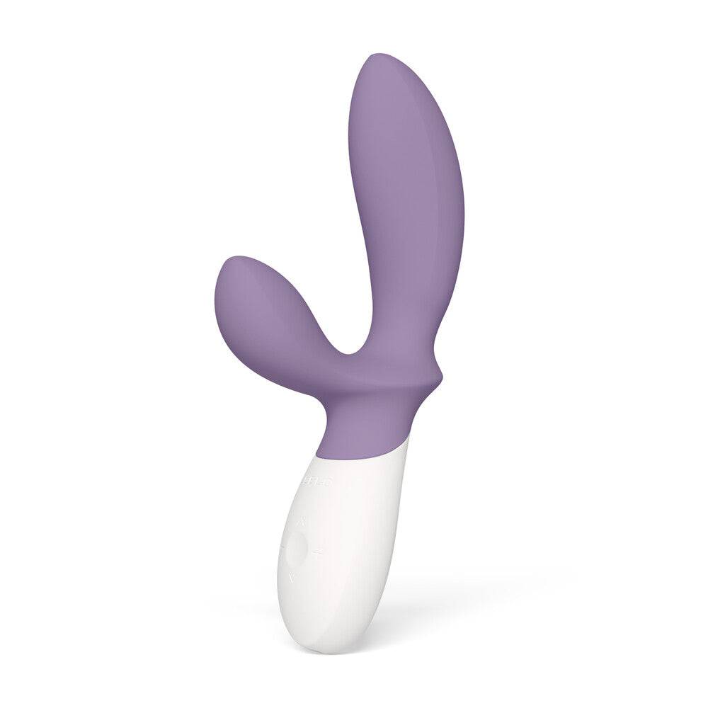 Lelo Loki Wave 2 in Violet Dust, a sleek and ergonomic prostate massager with distinct curves and textured surface.
