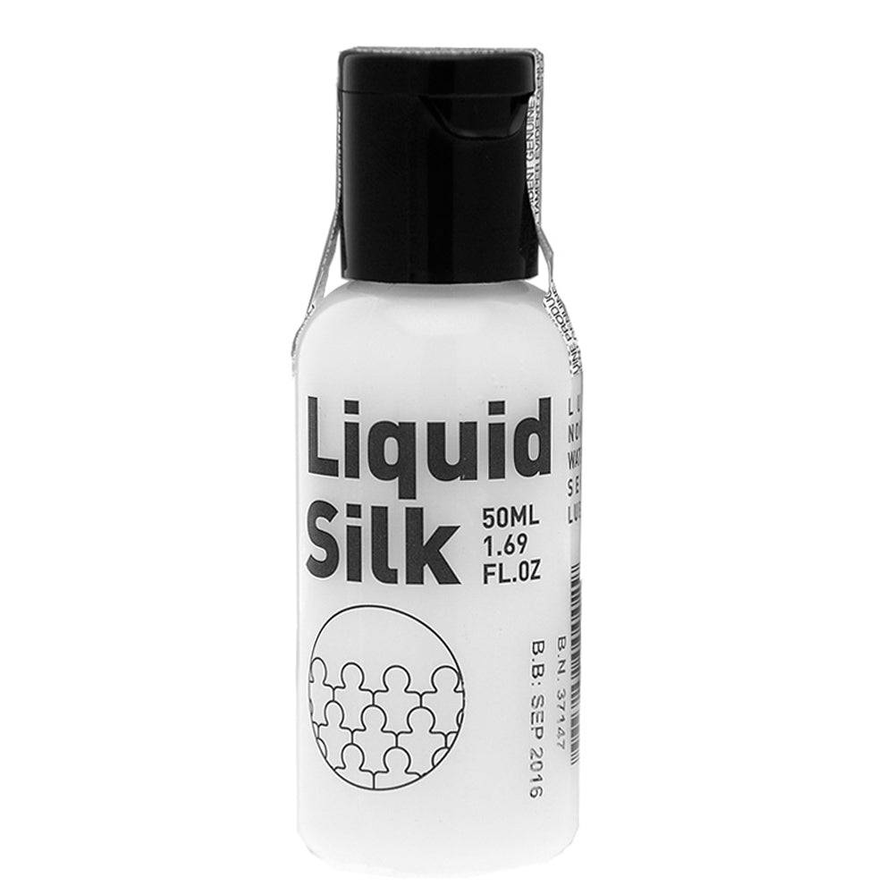 Liquid Silk water-based lubricant 50ML bottle with a sleek design and easy-to-use flip cap.
