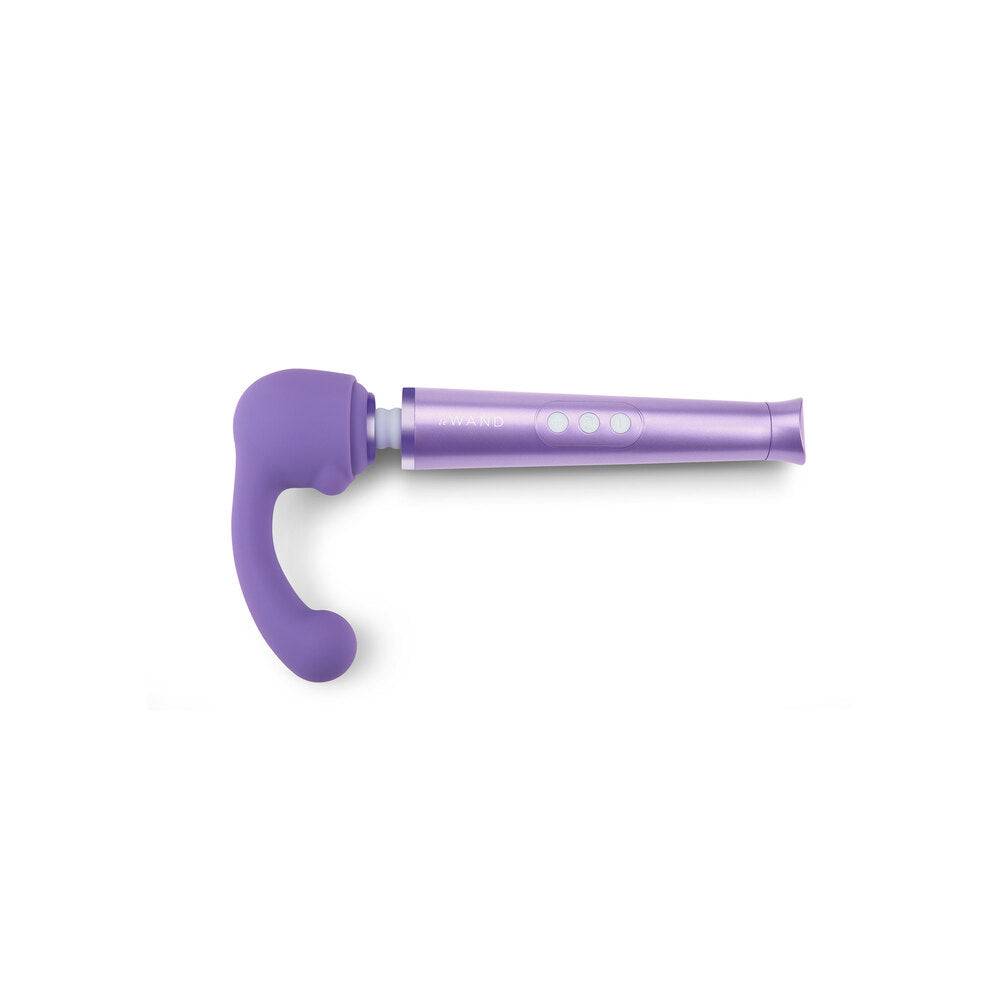 Le Wand Curve petite silicone wand attachment in soft pink with curved design for targeted stimulation.