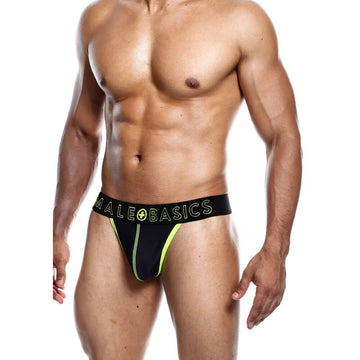 Male Basics neon yellow string tanga underwear, featuring a minimalist design and soft fabric for comfort.