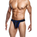 Blue Male Basics neon string thong showcasing a sleek design and vibrant color.