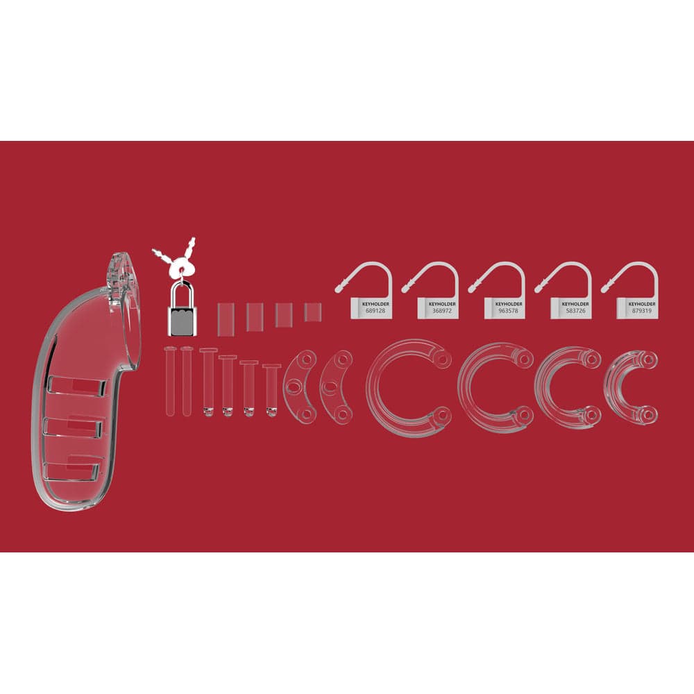 Shots Toys Man Cage 06 kyskhetsbur, 5,5 tum, tydlig design med ergonomisk form för komfort och säkerhet.