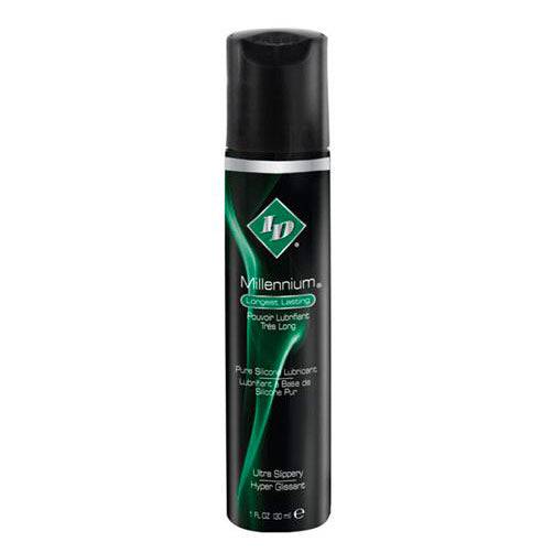 ID Lube Millennium 1 oz lubricant bottle with a sleek design and easy-to-use flip top cap.