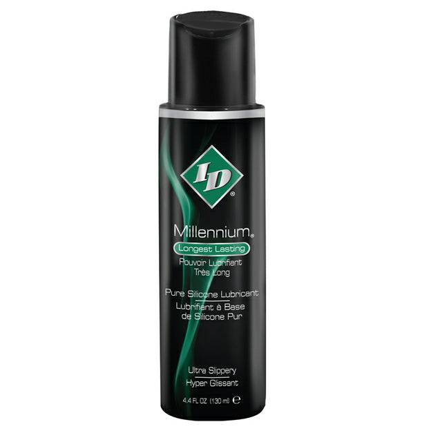 ID Lube Millennium 4.4 oz lubricant bottle with sleek design and easy-to-use flip-top cap.