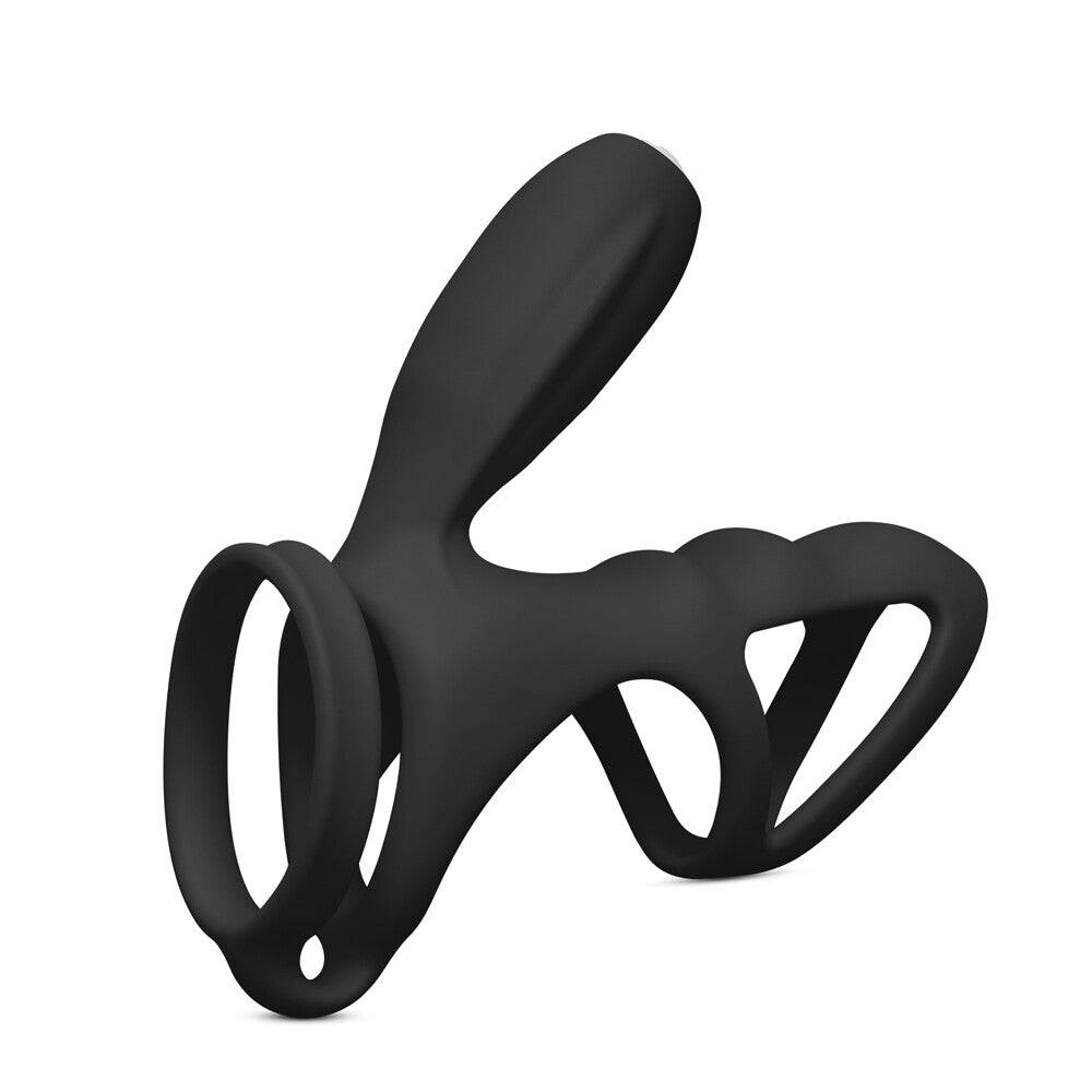 Black cockring with a clitoral vibrator from Various Toy Brands, showcasing a sleek design and ergonomic shape.