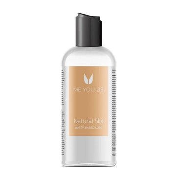 Me You Us Natural Slix water-based lubricant 100ml bottle with a sleek design and clear label.