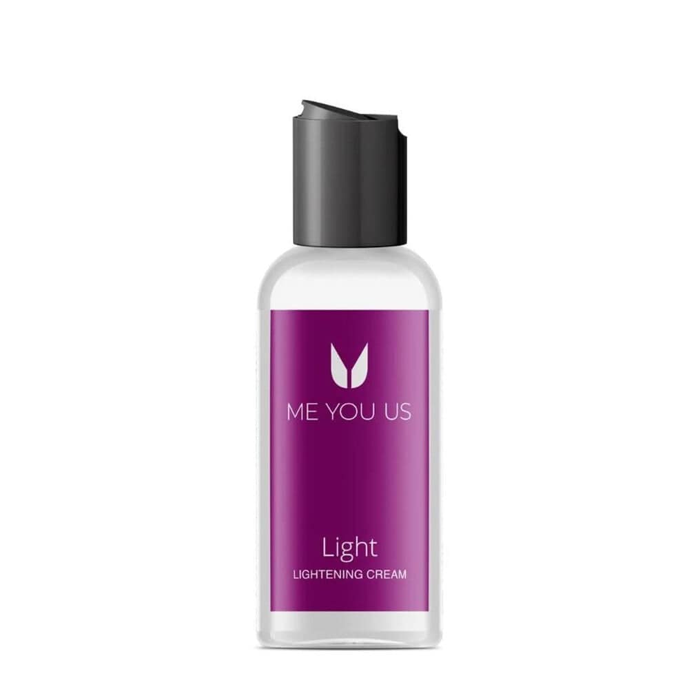 Me You Us Light Lightening Cream 50ml in a sleek jar, showcasing a creamy texture and elegant packaging design.