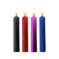 Shots Toys Retande vaxljus 4-pack små featuring colorful candle designs in various shapes and sizes.