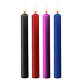 Shots Toys Teasing Wax Candles 4 pack, featuring colorful, large wax candles in various shapes for playful ambiance.
