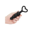 Black silicone anal beads by Shots Toys, featuring a smooth design and flexible structure for comfortable use.