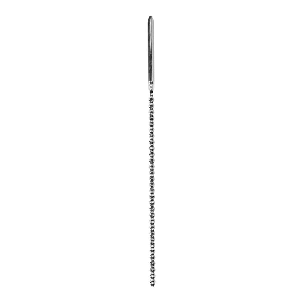 Shots Toys Ouch Urethral Sounding Dilator in stainless steel with textured bulges for enhanced stimulation.