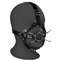 Ouch Xtreme Head Harness with spider mask and nose hooks from Shots Toys, featuring a black adjustable design.