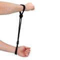 Shots Toys Ouch Justerbara handfängsel av rep, featuring durable black rope design for secure restraint.