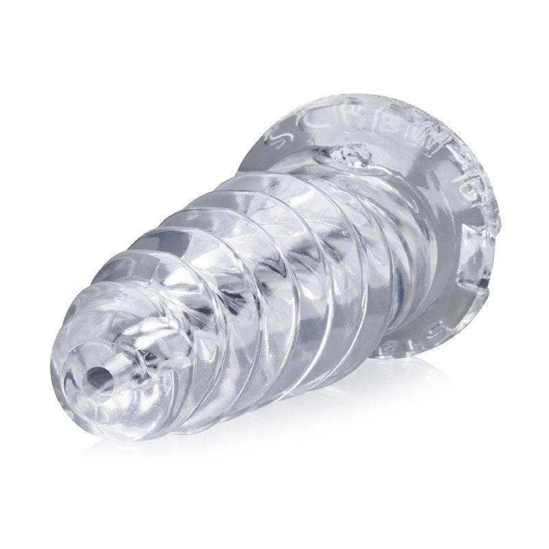 OXBALLS Screwd Super Squishy Korkskruv Jackoff in vibrant colors, showcasing its unique twisted design and flexible texture.