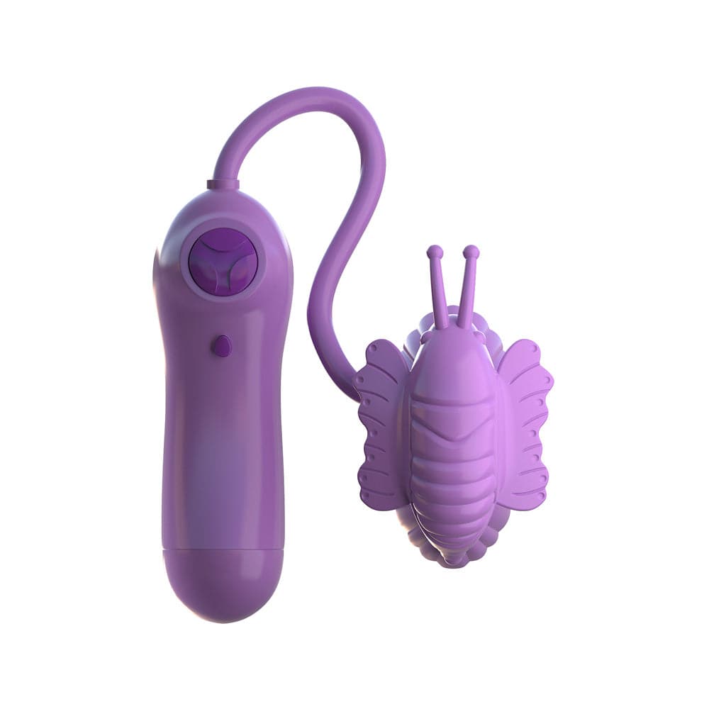 Pipedream Fantasi för henne Butterfly FluttHer, a colorful butterfly-shaped intimate toy with textured design.