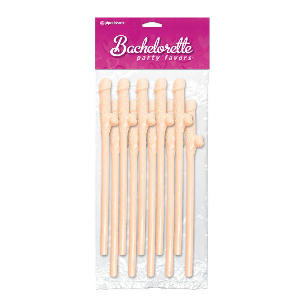 PipeDream 10 Pecker straws in pink, fun novelty party souvenirs for adult celebrations.