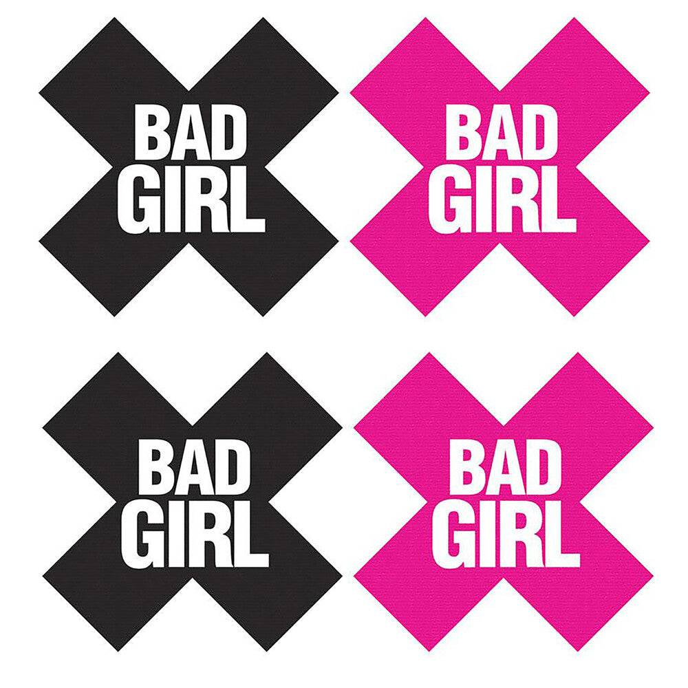 Peekaboos Bad Girl Peekaboo Pasties featuring a flirty heart design in black and red. Perfect for playful outfits.