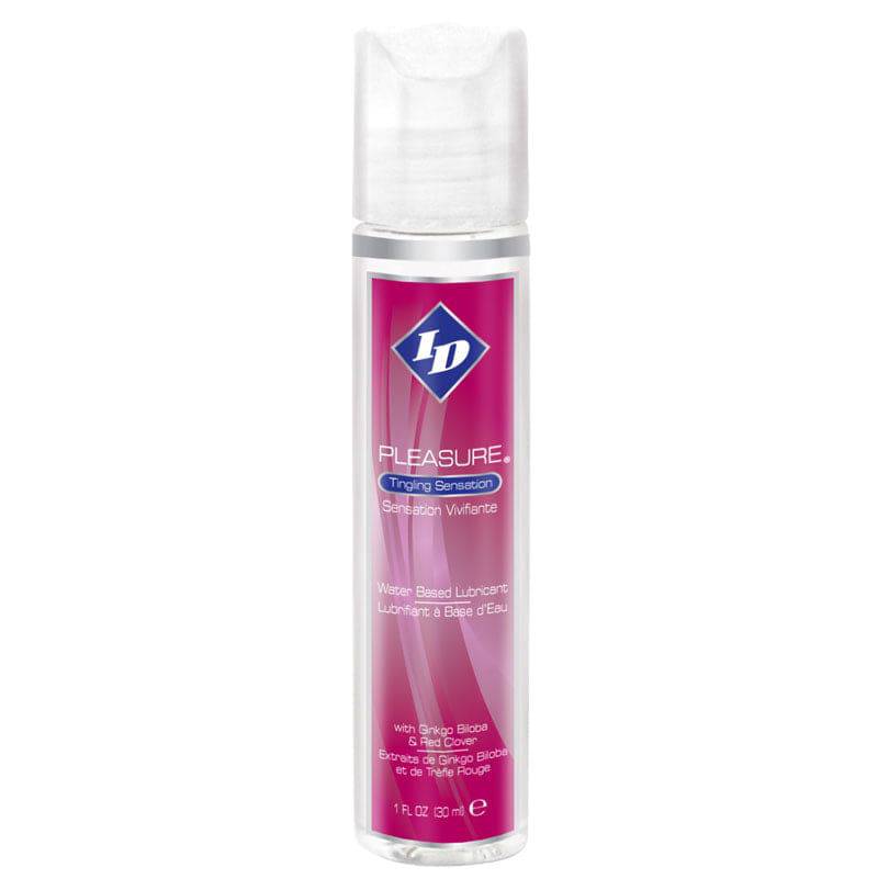 ID Lube Pleasure 1 oz lubricant bottle with a sleek design and easy-to-use flip-top cap.