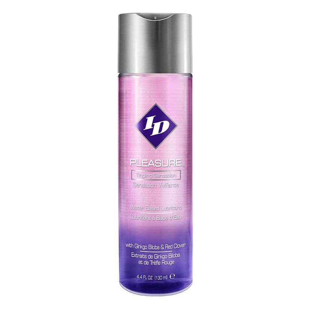 ID Lube Pleasure 4 oz lubricant bottle with a sleek design and easy-to-use pump for enhanced intimacy.