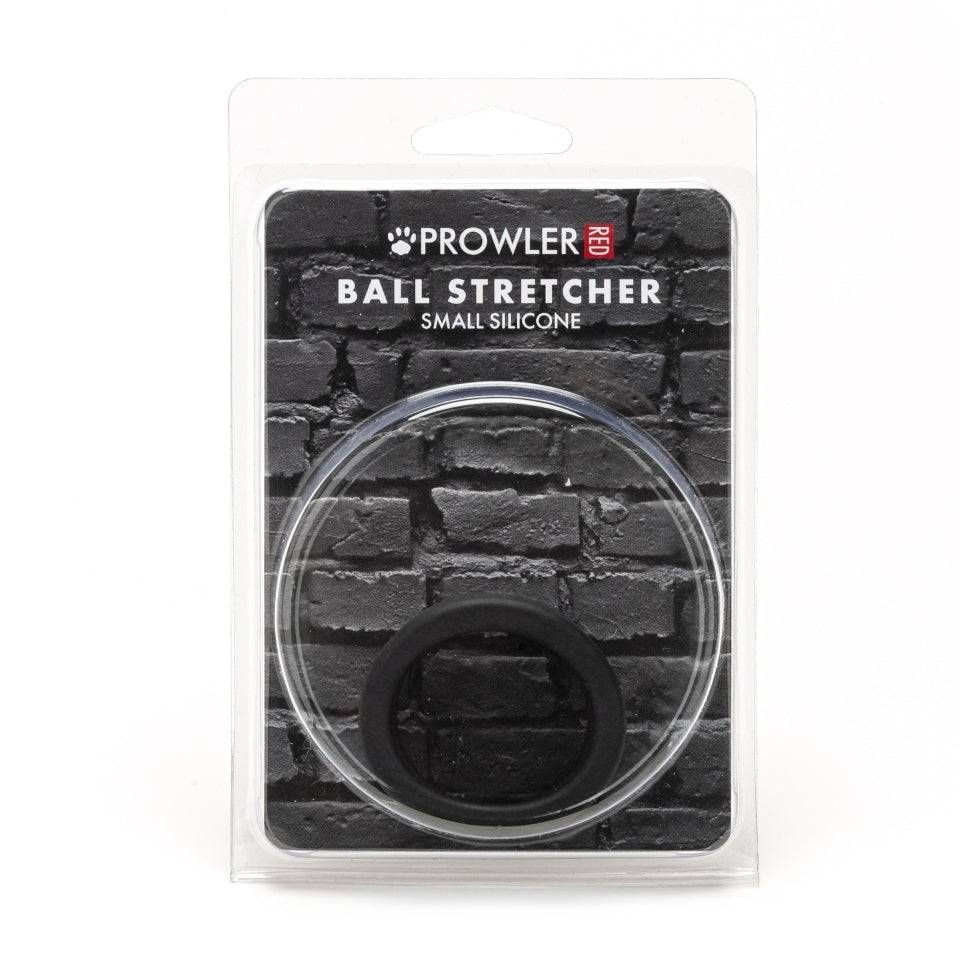 Prowler red silicone ball stretcher with sleek design, showcasing its flexible material and compact size.