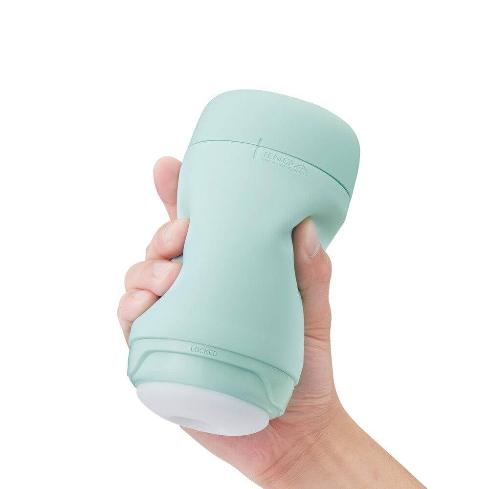 Tenga Puffy Mint Green Masturbator featuring a textured design for enhanced pleasure and comfort.