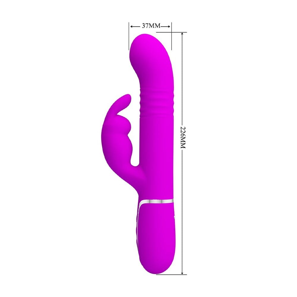 Pretty Love Coale rechargeable rabbit vibrator in purple with dual stimulation features and textured silicone design.