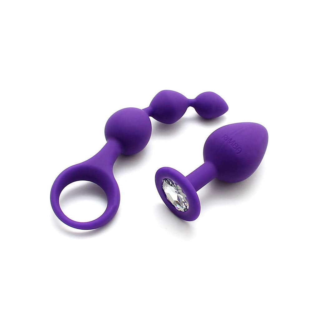 Rimba Barcelona Lila Anal Pleasure Play Set featuring sleek, vibrant designs and various accessories for intimate exploration.
