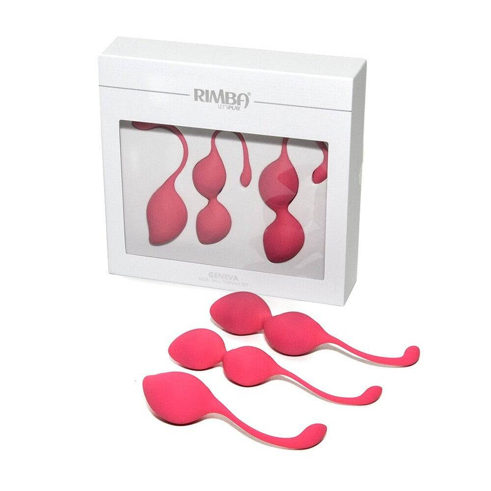 Rimba Geneva Kegel ball training set in pink, featuring two smooth, ergonomic balls for pelvic floor exercises.