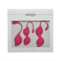 Rimba Geneva Kegel ball training set in pink, featuring three smooth, rounded balls for pelvic floor exercises.