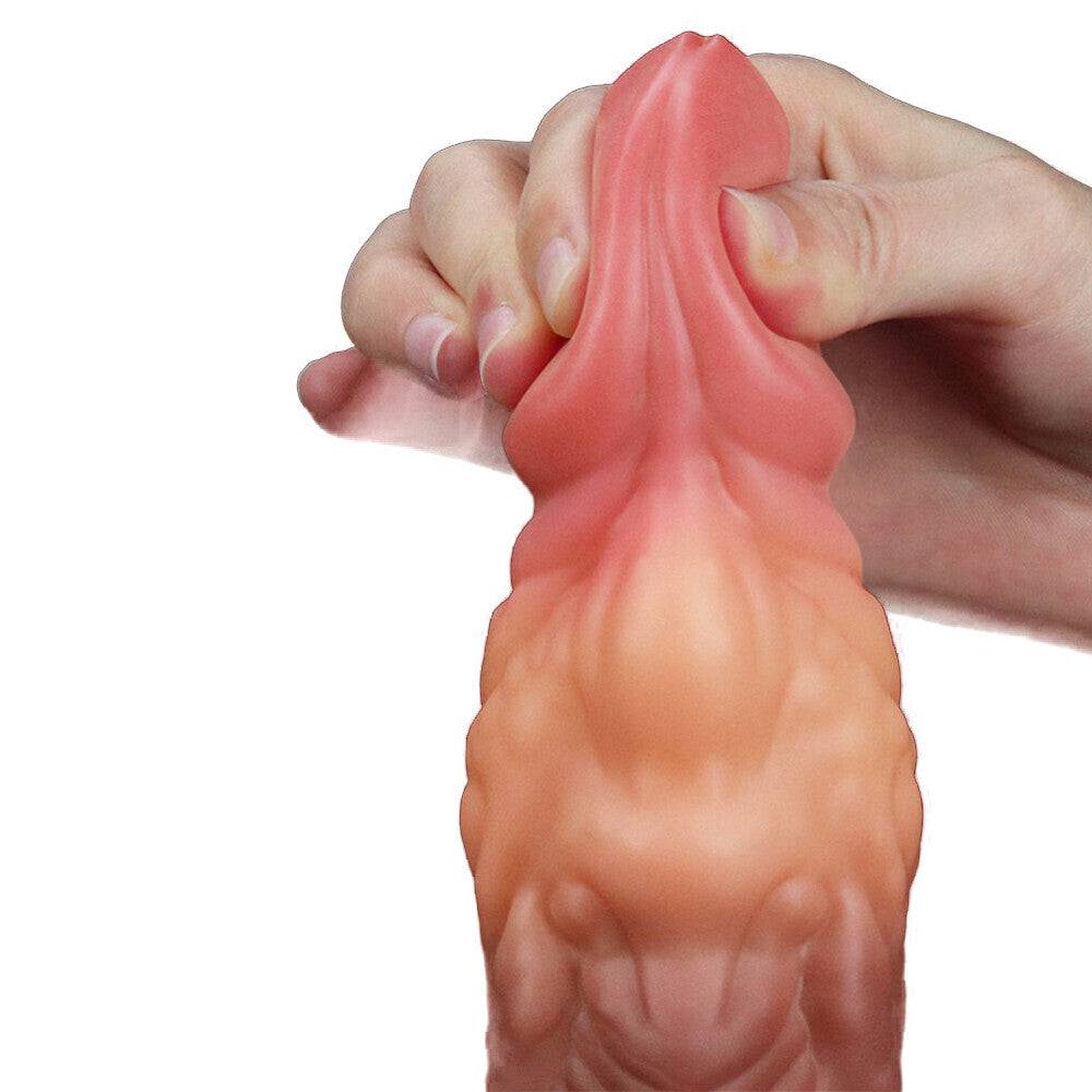 Lovetoy 7-inch double-layer silicone dildo in realistic design, showcasing smooth texture and vibrant color.