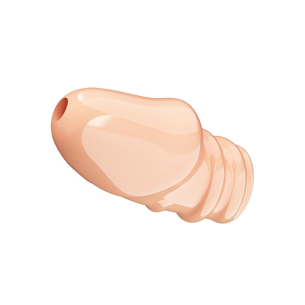 Flesh pink Jeremy penis sleeve by Pretty Love, featuring a textured design for enhanced pleasure and comfort.