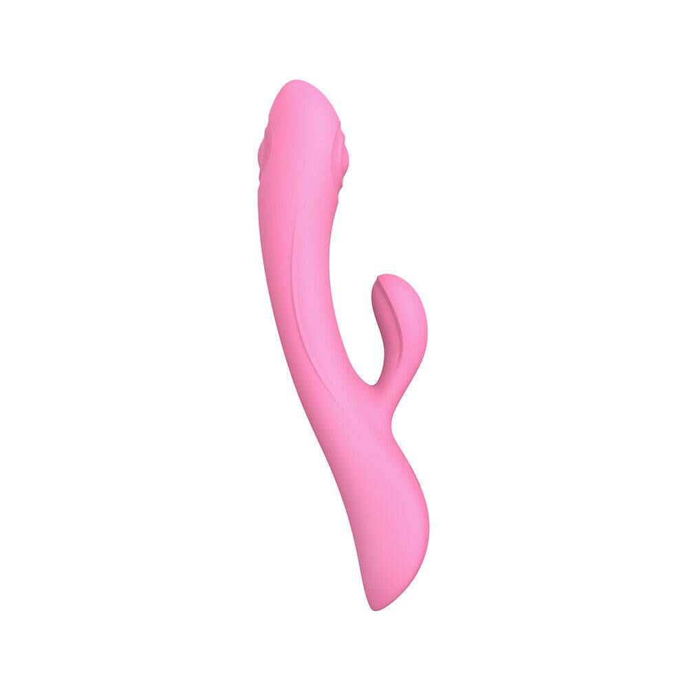 Love To Love Bunny And Clyde tapping rabbit vibrator in pink, featuring dual stimulation design and sleek contours.