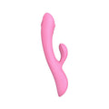 Love To Love Bunny And Clyde tapping rabbit vibrator in pink, featuring dual stimulation design and sleek contours.