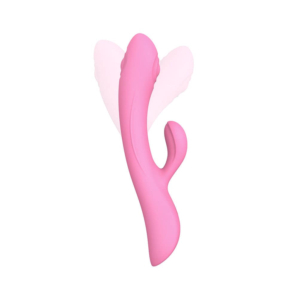 Love To Love Bunny And Clyde tapping rabbit vibrator in pink with dual stimulation features and ergonomic design.