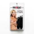 Rimba 100g long nipple clamps with weights, showcasing sleek metal design and adjustable grip for enhanced sensation.