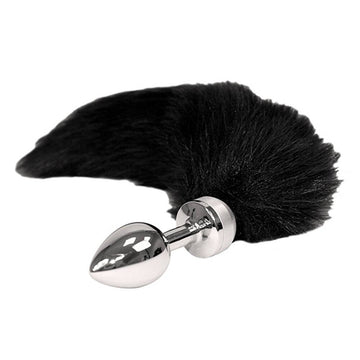 Rimba Liten Butt Plug with black tail, featuring a smooth design and playful furry accent for added fun.