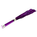 Lila mocka flogger with glass handle and crystal details by Rimba, showcasing its elegant design and texture.