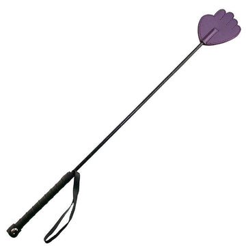 Rouge Garments Lila hand riding crop with a sleek purple handle and durable leather tip, ideal for equestrian use.