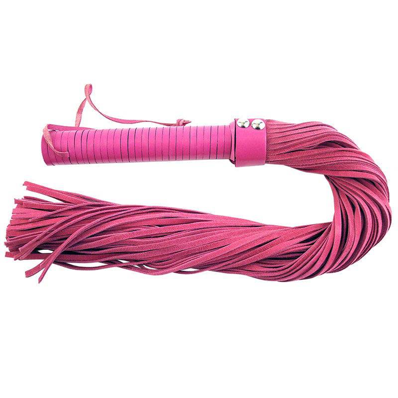 Rouge Garments Rosa flogger in soft mocka with long, delicate strands for sensory play.
