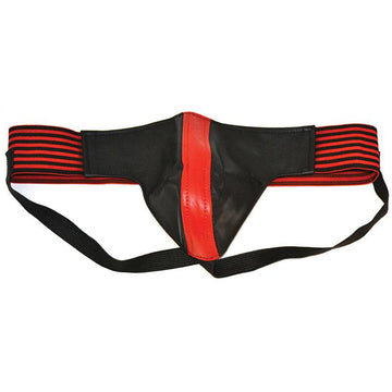 Rouge Garments jockstrap in black and red featuring a comfortable fit and stylish design.