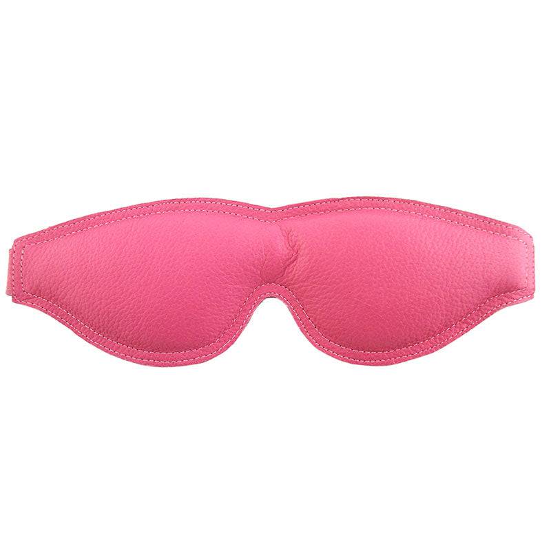 Rouge Garments soft pink padded eye mask, featuring a sleek design and comfortable fit for relaxation and sleep.