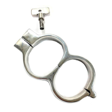 Rouge Garments stainless steel locking wrist cuffs with sleek design and durable finish, displayed on a neutral background.