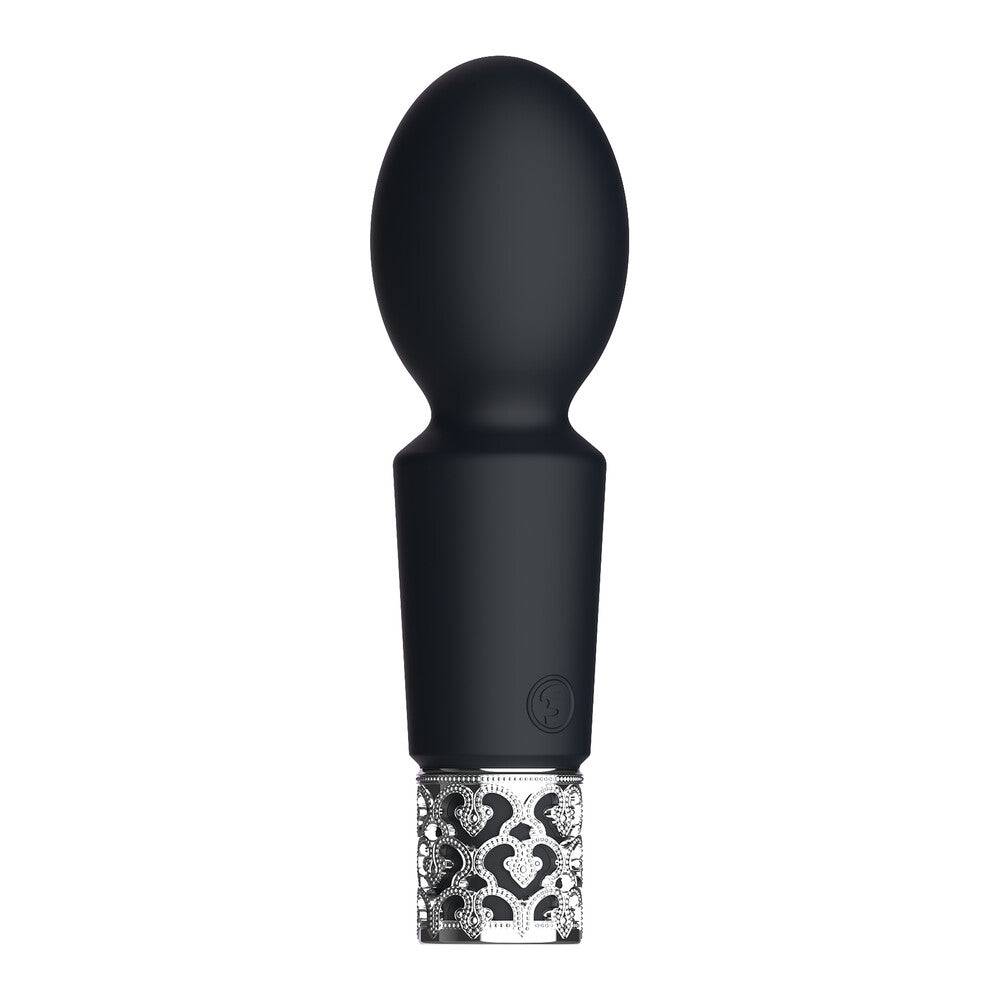 Shots Toys Royal Gems Brilliant rechargeable black bullet vibrator with sleek design and textured surface.