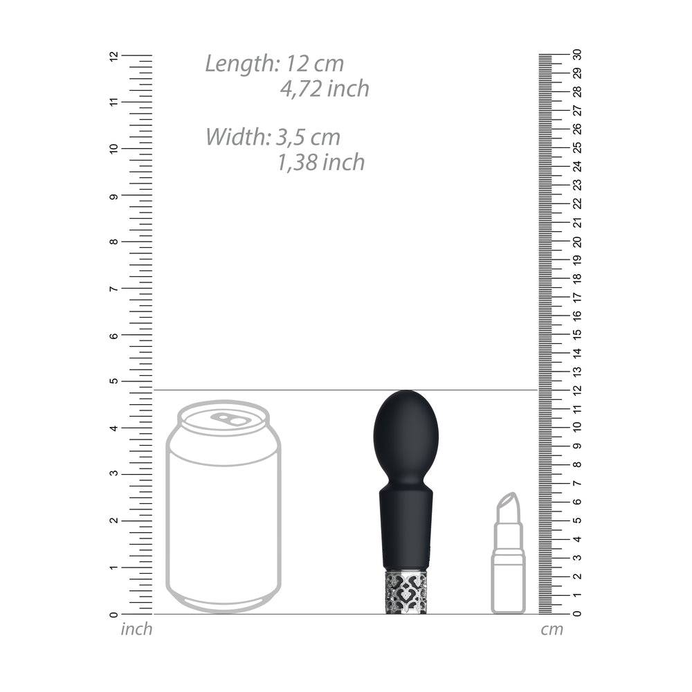 Shots Toys Royal Gems black rechargeable bullet vibrator with a sleek design and elegant finish.