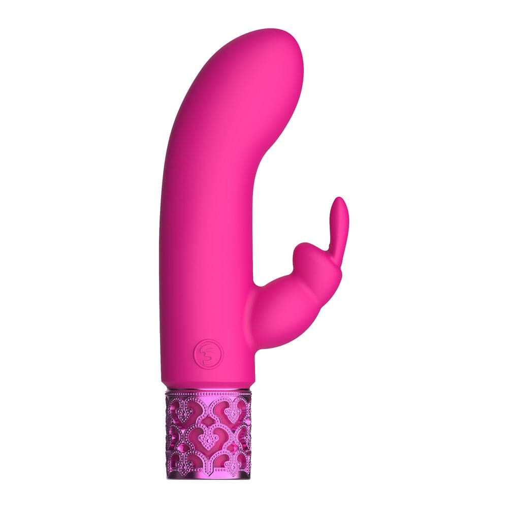 Royal Gems bullet vibrator in pink, featuring a sleek design and rabbit ears for targeted stimulation.