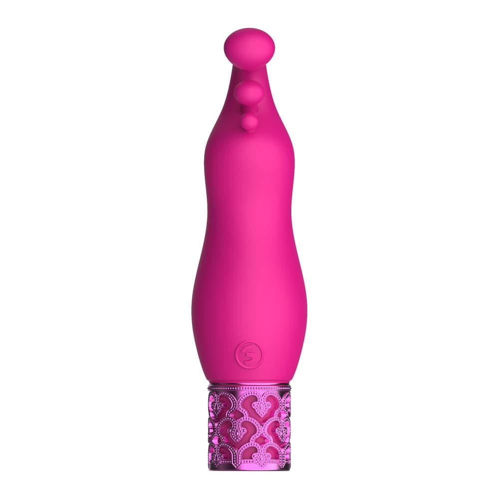 Pink rechargeable silicone bullet by Shots Toys, featuring a smooth design and compact size for discreet pleasure.
