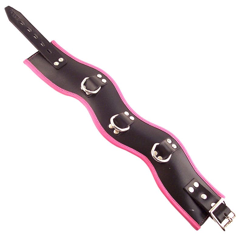 Wadded posture collar in black and pink by Rouge Garments, featuring a soft fabric and ergonomic design for comfort.