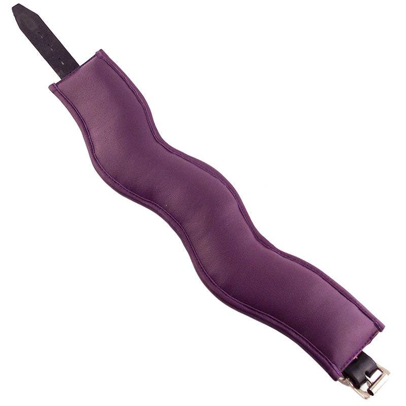 Rouge Garments padded posture collar in black and purple, showcasing its soft fabric and ergonomic design.