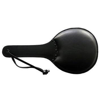 Rouge Garments padded black table tennis racket with a sleek leather finish and ergonomic grip.
